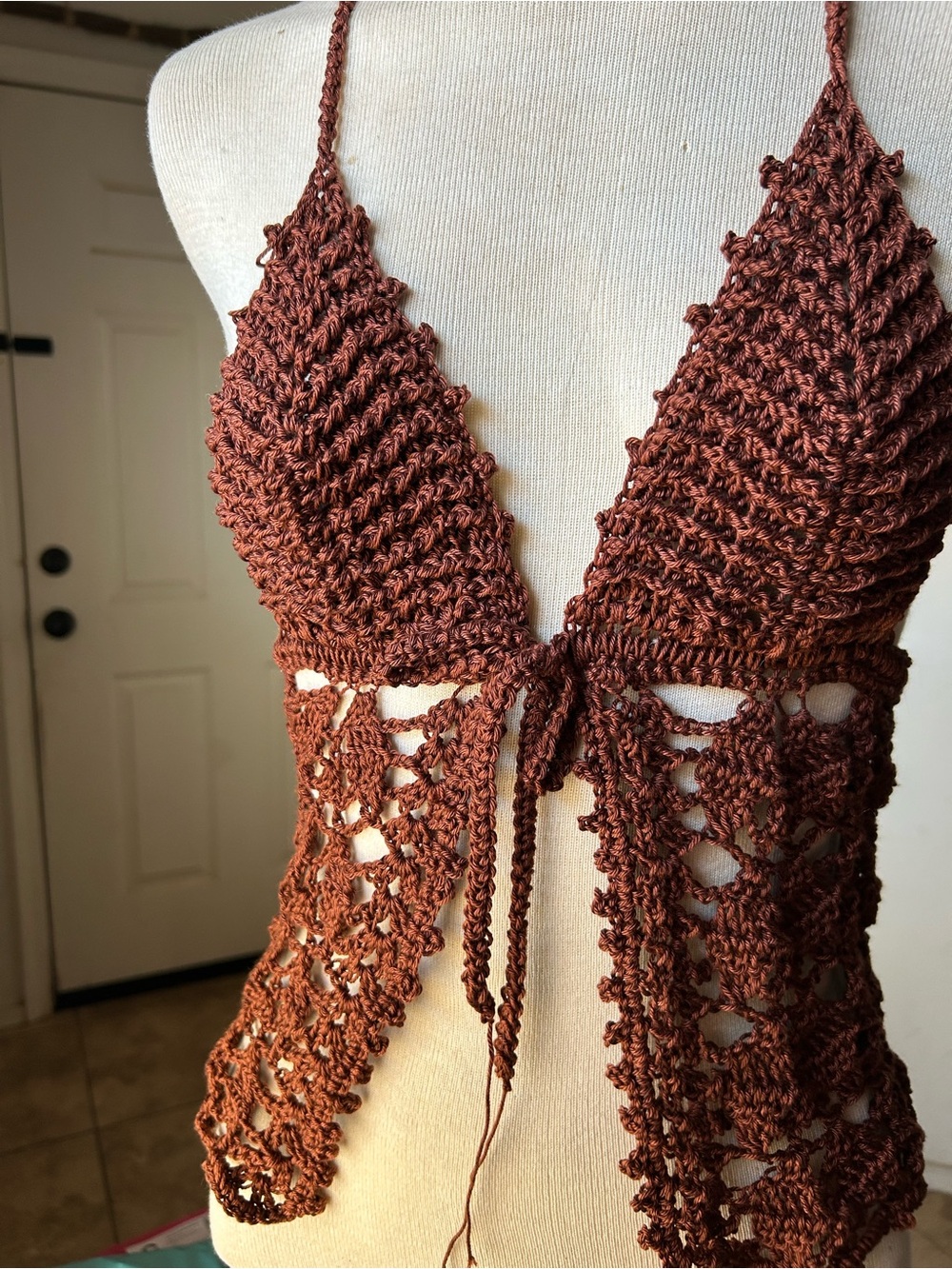 Crocheted summer halter top
